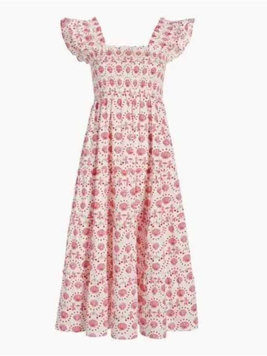 Hill House Dresses & Skirts - Hill House Pink Floral Maxi Dress with Ruffled Straps